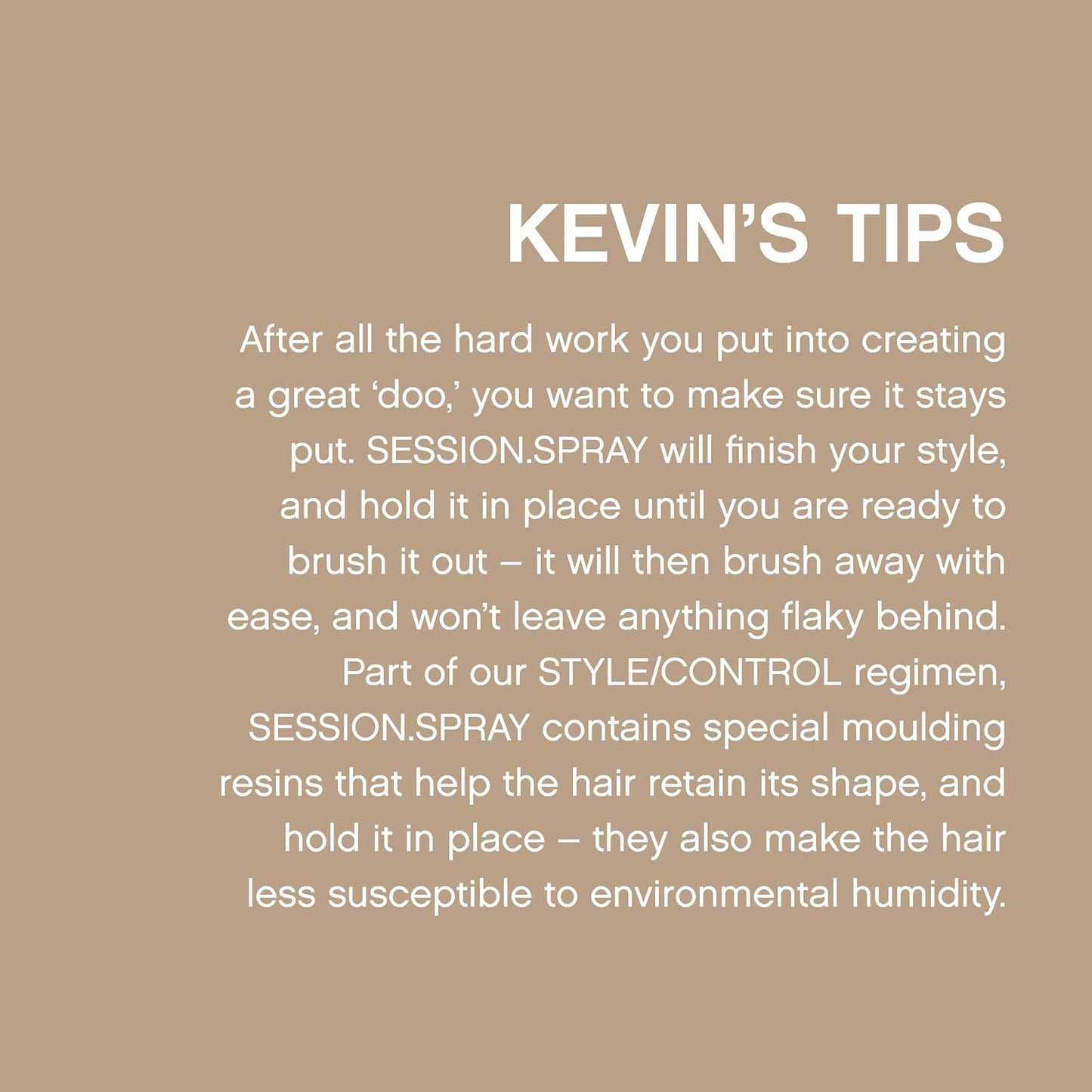 KEVIN.MURPHY SESSION.SPRAY Finishing Hair Spray - For All Hair Types/Humidity Resistant - Strong & Flexible Hold, Weightless Salon Styling Formula with Ivy Extract & Tangerine Peel Oil - 337 mL