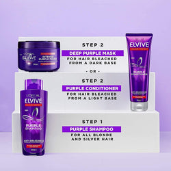 L'Oreal Paris Elvive Anti-Brassiness Purple Shampoo 200ml For Highlighted, Blonde And Grey Hair