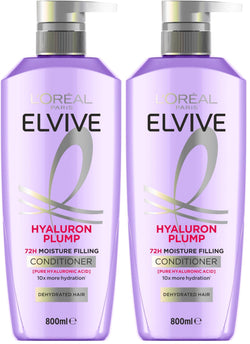 L’Oréal Paris Elvive Hyaluron Plump 72H Moisture Filling Hair Shampoo, for Dehydrated, Dry Hair, with Hyaluronic Acid, Deep Hydration, 800ml