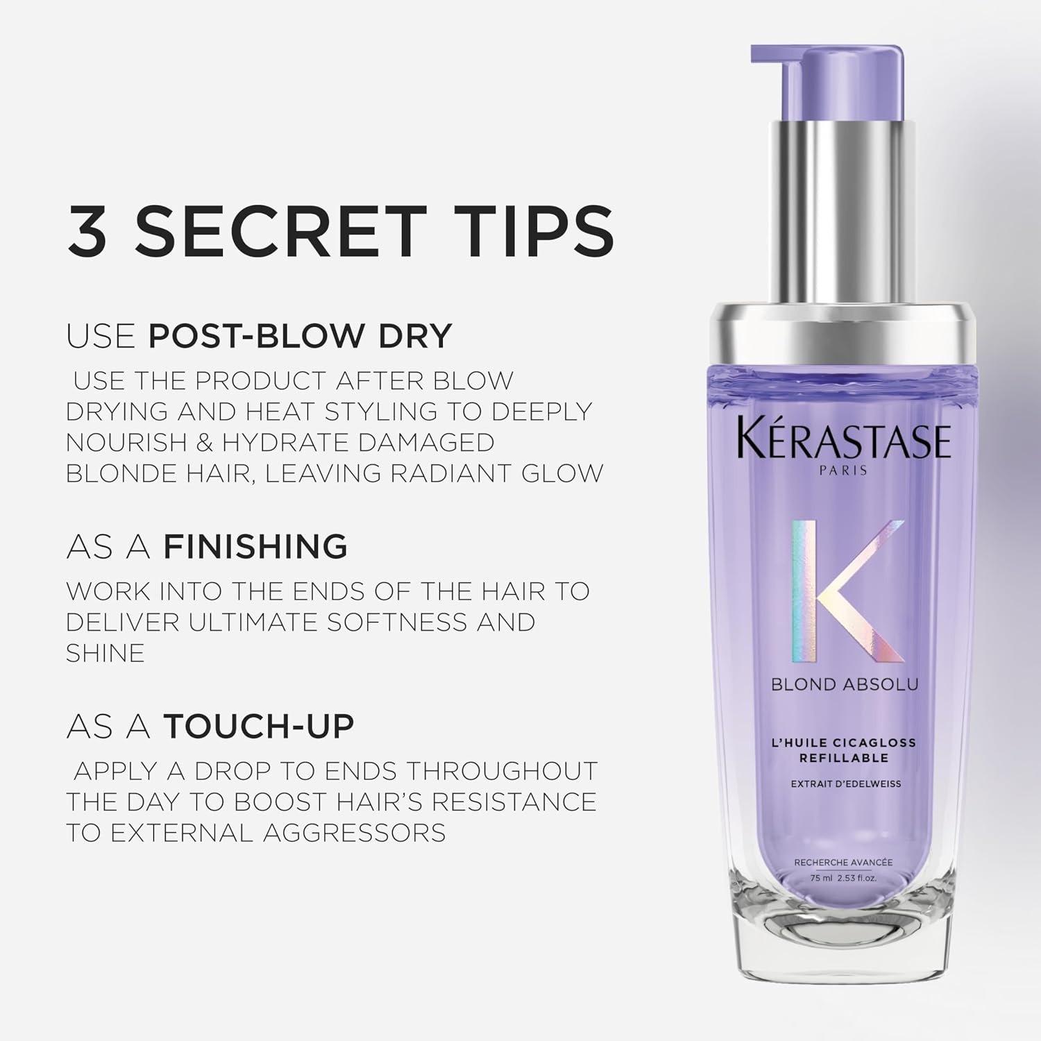 Kérastase Blond Absolu Oil – Professional Hair Care for Shine, Repair & Smoothness 75ml