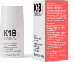 K18 Leave-In Molecular Repair Hair Mask, 15ml - No Rinse, Restores Strength and Bounce with K18PEPTIDE - For Dry, Damaged, and Frizzy Hair