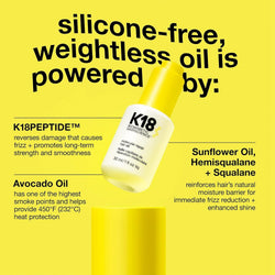 K18 Molecular Repair Hair Oil, 30ml - Lightweight, Silicone Free, Controls Frizz, Boosts Shine, Heat Protection with Avocado Oil - For All Hair Types