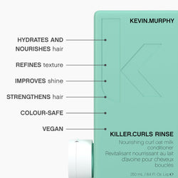 KEVIN.MURPHY KILLER.CURLS RINSE Moisturising, Curl Defining Conditioner - For Natural & Permed Curly Hair - Hydrating, Vegan Conditioner with Oat Milk for Healthy, Soft & Bouncy Curls - 250 mL