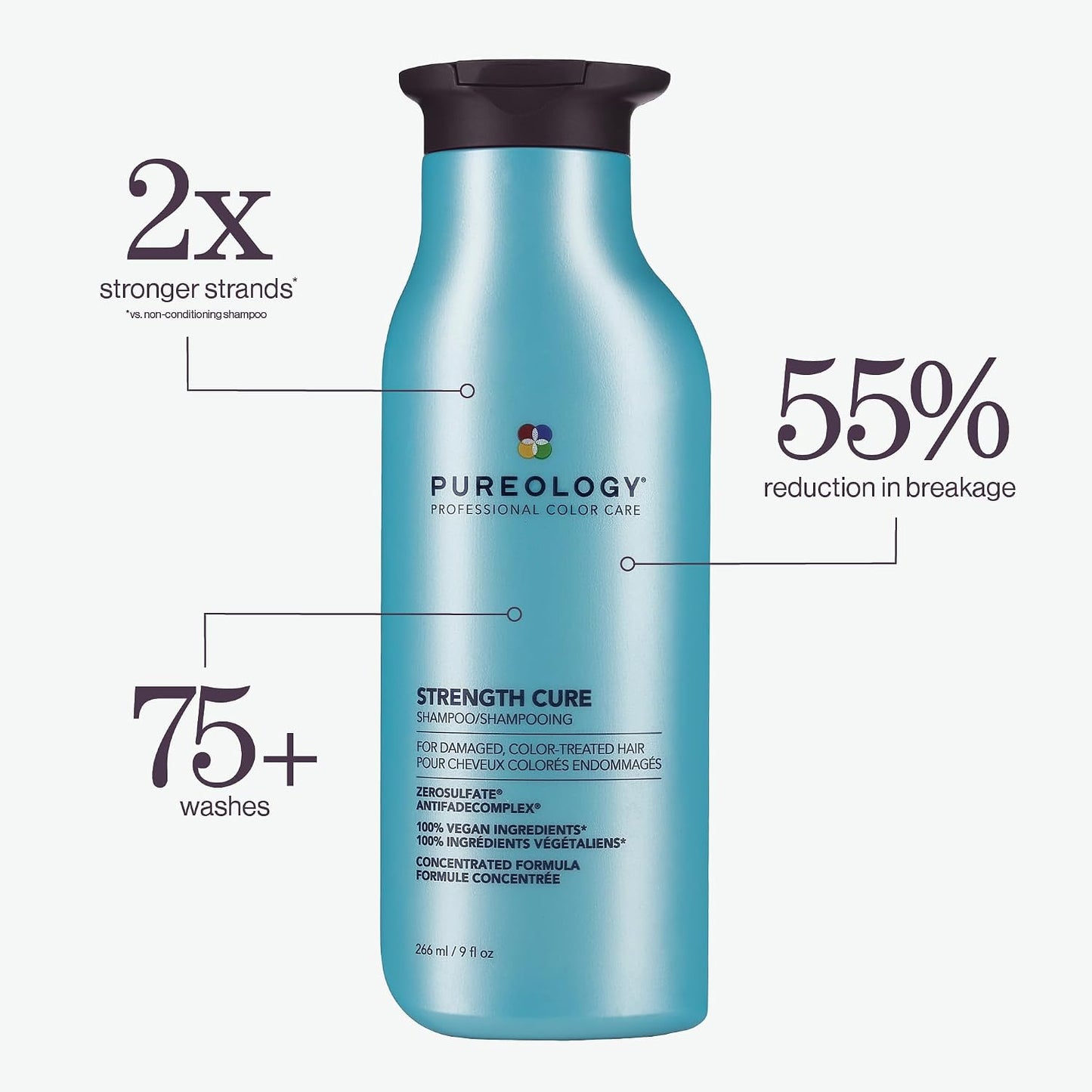 Pureology Strength Cure Conditioner | For Damaged, Color-Treated Hair | Softens & Strengthens Hair | Sulfate Free | Vegan | 266ml