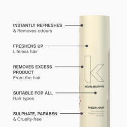 KEVIN.MURPHY FRESH.HAIR Dry Shampoo Spray - For All Hair Types/Oily Hair - Oil Absorbing, Sulphate-Free, Volumising Hair Refresher Spray with Citrus Oil, No Rinse Hair Cleaner - 250 mL