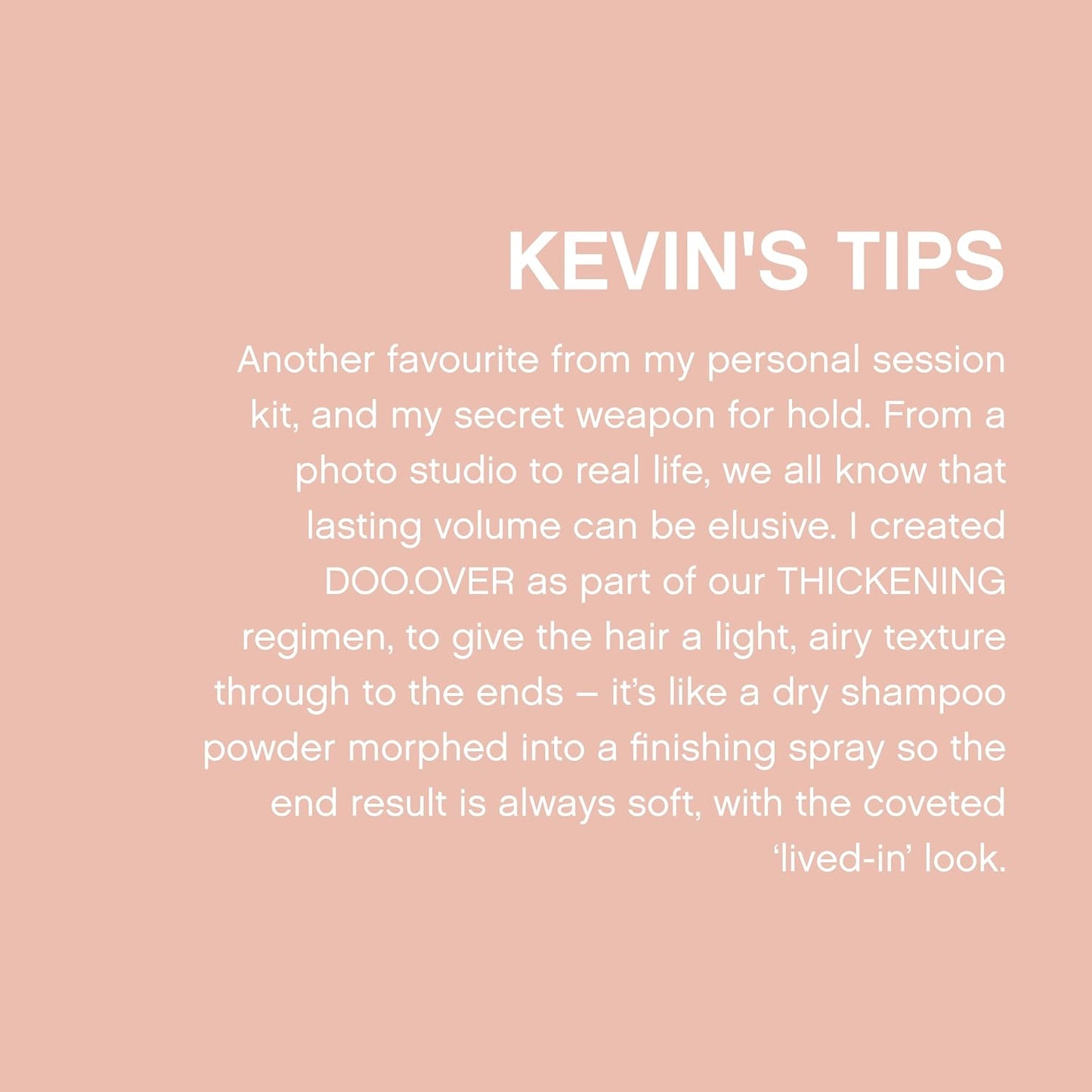 KEVIN.MURPHY DOO.OVER Dry Powder Finishing Spray - For All Hair/Oily Hair Types - Volumising, Texturising Hair Styling Powder with Tapioca Starch - - 250mL