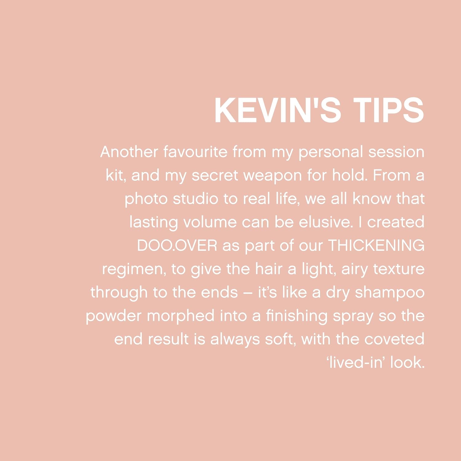 KEVIN.MURPHY DOO.OVER Dry Powder Finishing Spray - For All Hair/Oily Hair Types - Volumising, Texturising Hair Styling Powder with Tapioca Starch - - 250mL