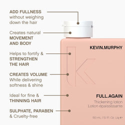 KEVIN.MURPHY FULL.AGAIN Hair Thickening & Volumising Lotion - For Fine & Thin Hair - Sulphate-Free Volumiser with Rayon & Beeswax - 150 mL