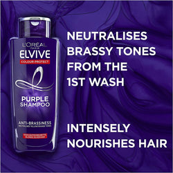 L'Oreal Paris Elvive Anti-Brassiness Purple Shampoo 200ml For Highlighted, Blonde And Grey Hair