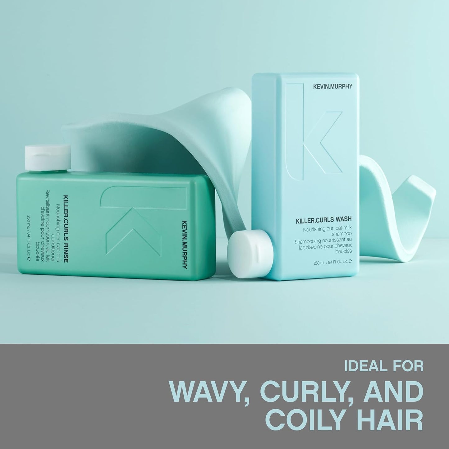 KEVIN.MURPHY KILLER.CURLS WASH Curly Hair Shampoo - For Curly & Permed Hair/Frizz & Dryness - Curl Defining, Moisturising, Sulphate Free Formula with Oat Milk & Soybean Oil - 250 mL