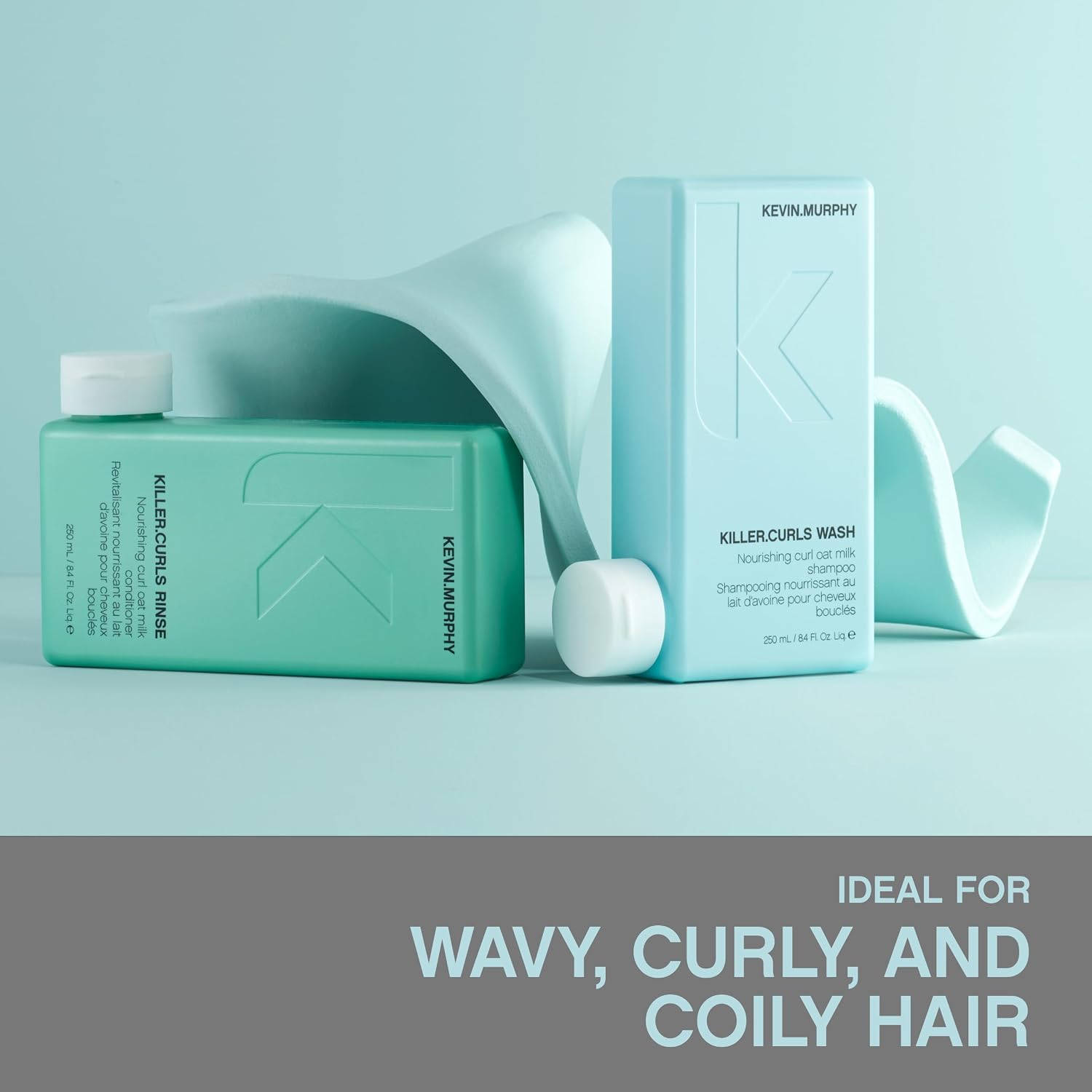 KEVIN.MURPHY KILLER.CURLS WASH Curly Hair Shampoo - For Curly & Permed Hair/Frizz & Dryness - Curl Defining, Moisturising, Sulphate Free Formula with Oat Milk & Soybean Oil - 250 mL