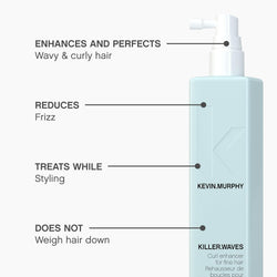 KEVIN.MURPHY KILLER.WAVES Curl Enhancing Daily Hair Spray - For Fine, Wavy & Curly Hair/Frizz Control - Curl Defining & Styling Spray with Baobab Seed Extract - 150 mL