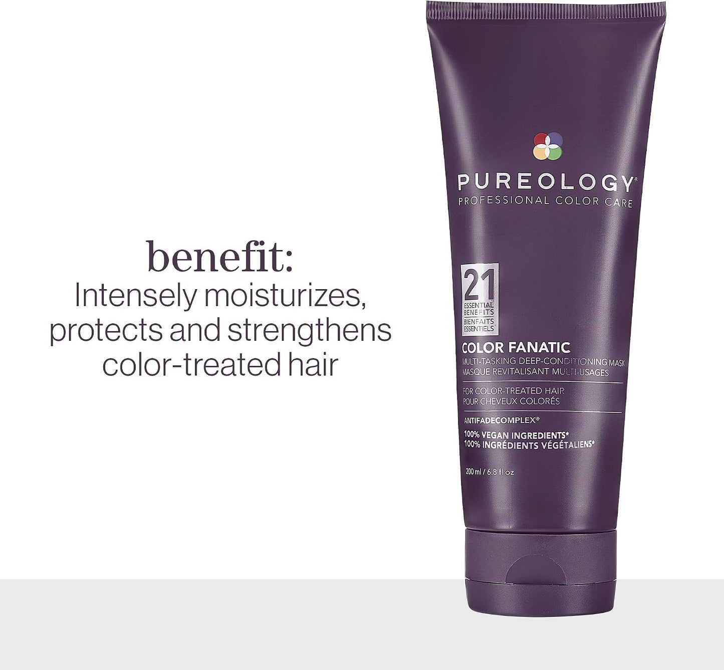 Pureology Color Fanatic Multi-Tasking Deep-Conditioning Mask - For Damaged and Color-Treated Hair, Multibenefit Hair Mask, Sulfate-Free & Vegan | 200ml