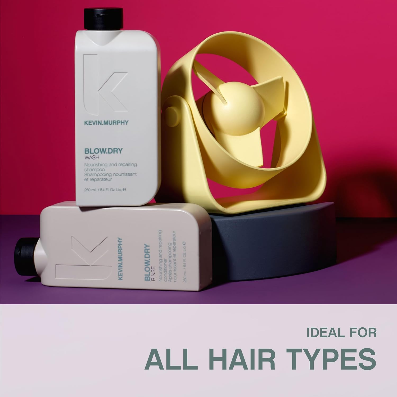 KEVIN.MURPHY BLOW.DRY WASH Nourishing Shampoo - For Dry, Damaged & Coloured Hair - Sulphate-Free Heat Protection Shampoo with Hydrolyzed Pea Protein & Wood Bark Complex - 250mL