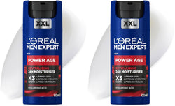 L'Oreal Paris Men Expert Power Age Revitalising 24 Hour Moisturiser XXL 100ml, with Hyaluronic Acid, X3 Actions: Firmer Skin, Intense Hydration, Fresher Skin