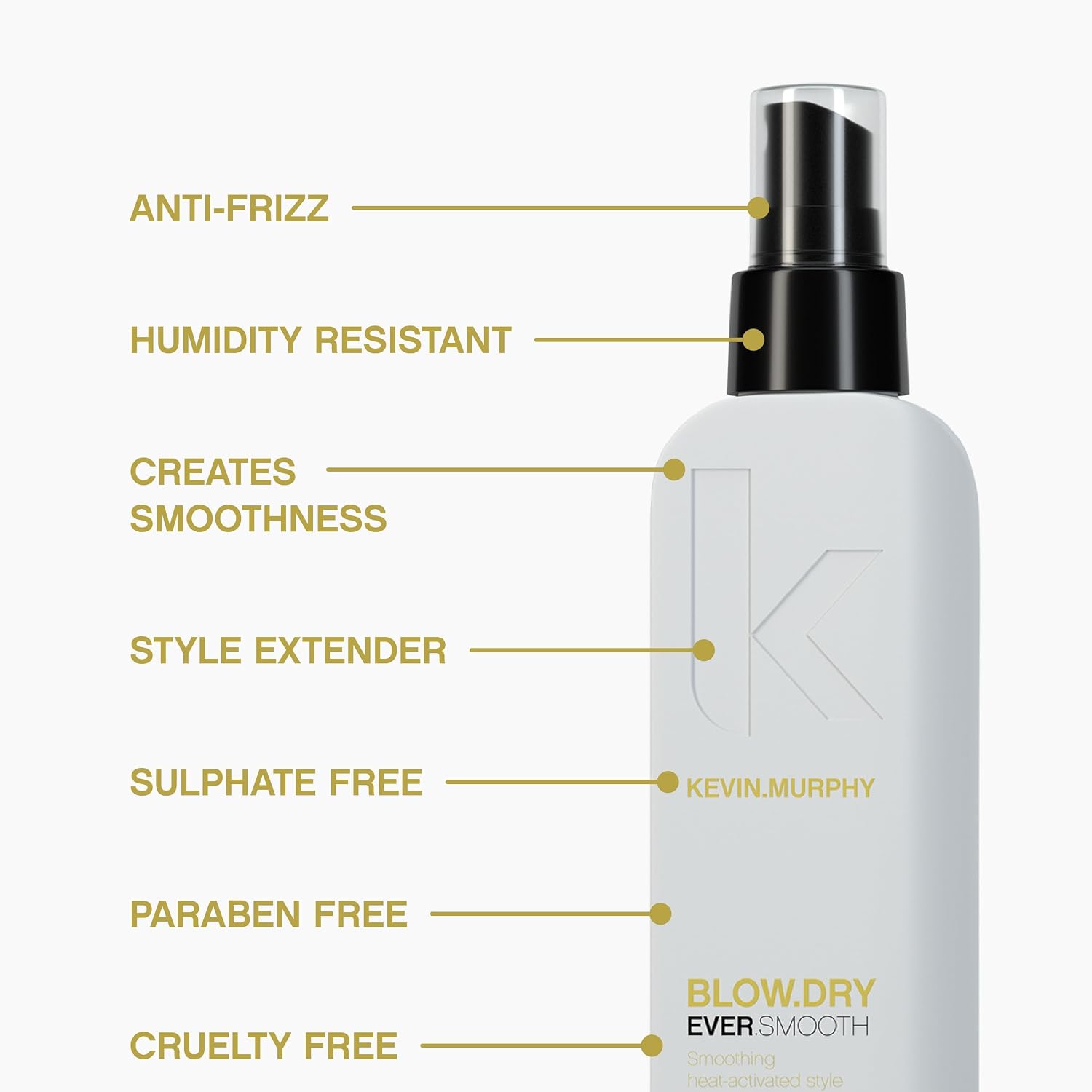 KEVIN.MURPHY BLOW.DRY EVER.SMOOTH Sulphate-Free Heat Protectant Spray - For All Hair Types - Anti-Frizz Volumising Blow Dry Styling with Wood Bark Complex & Cypress - 150mL