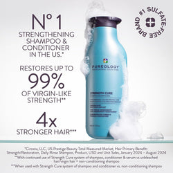 Pureology Strength Cure Shampoo | For Damaged, Color-Treated Hair | Fortifies & Strengthens Hair | Sulfate-Free | Vegan | 266ml