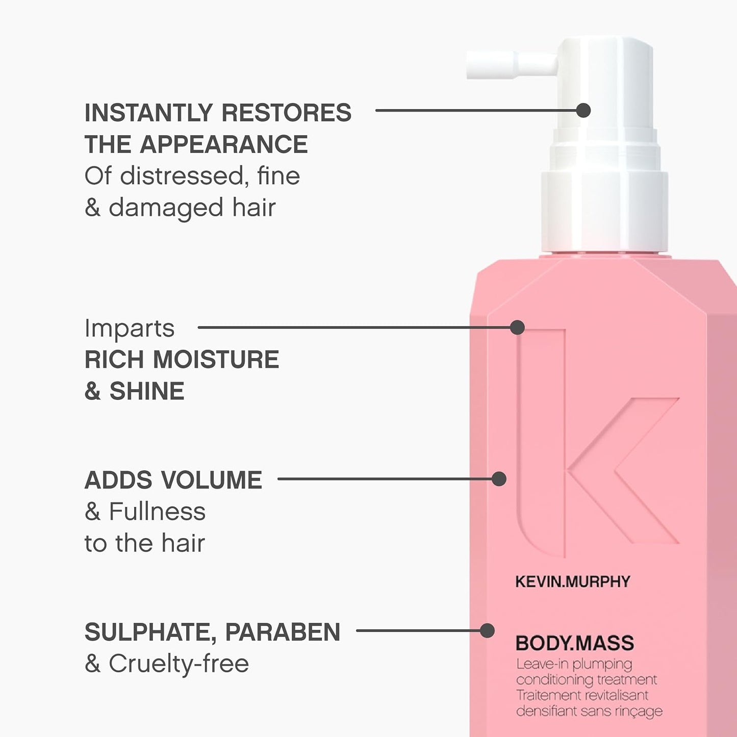 KEVIN.MURPHY Body Mass Leave-In Plumping Treatment Spray - For Fine & Thinning Hair - Thickening & Volumising Hair Spray with Oleanolic Acid & Baobab - 100 mL