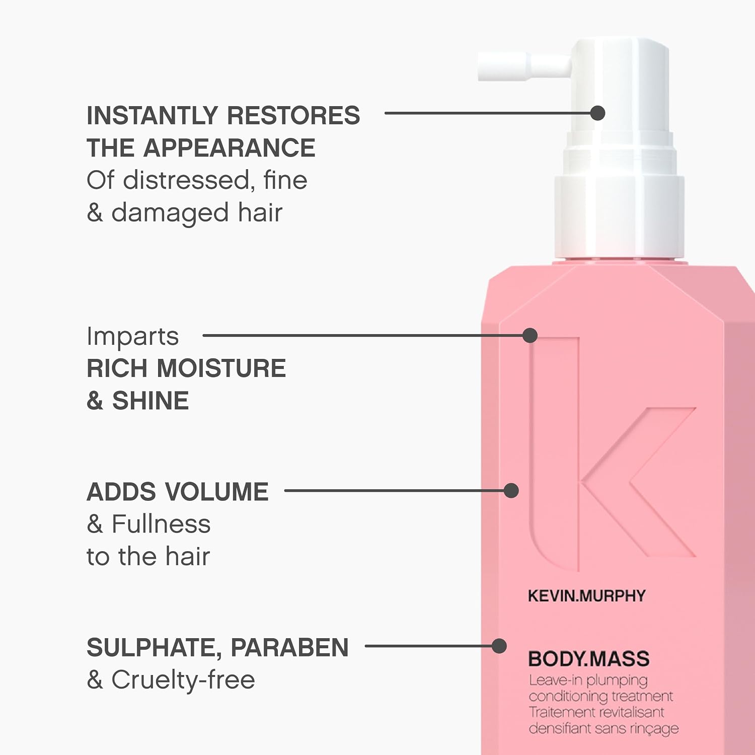 KEVIN.MURPHY Body Mass Leave-In Plumping Treatment Spray - For Fine & Thinning Hair - Thickening & Volumising Hair Spray with Oleanolic Acid & Baobab - 100 mL