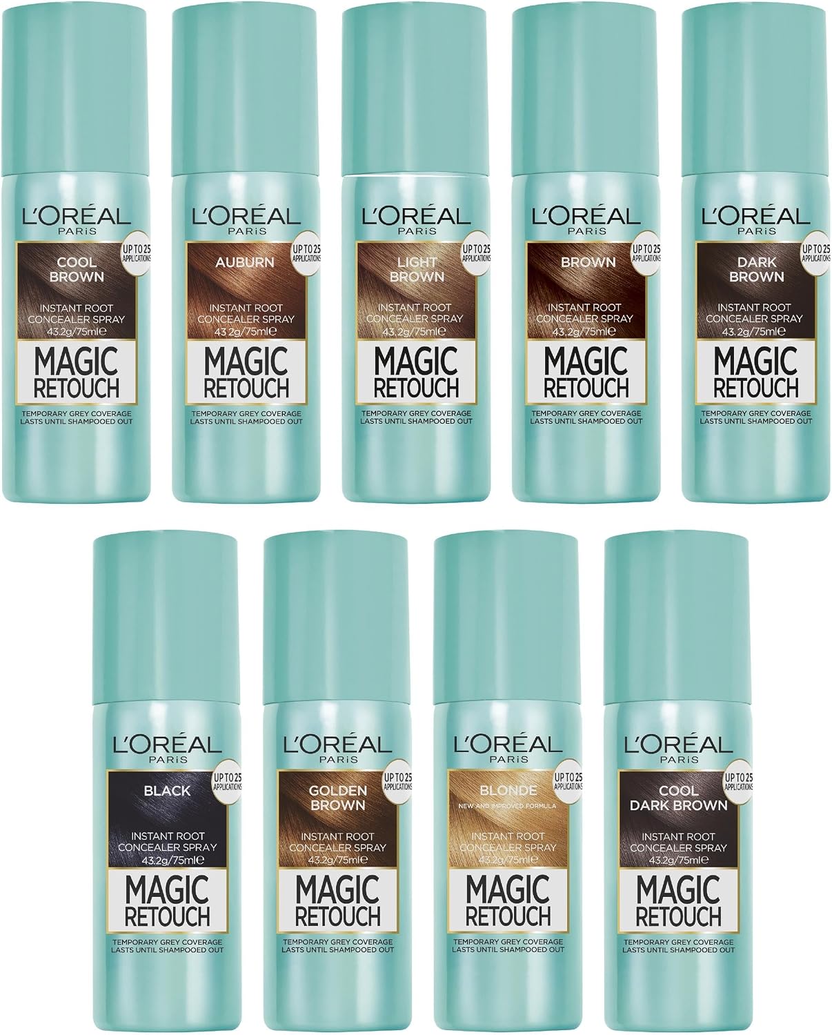 L’Oreal Paris Magic Retouch Instant Root Concealer Spray, Shade: Brown, for Quick Grey Coverage, Easy Application, Natural Finish, Scalp Coverage, Suitable for All Hair Colours, 75ml