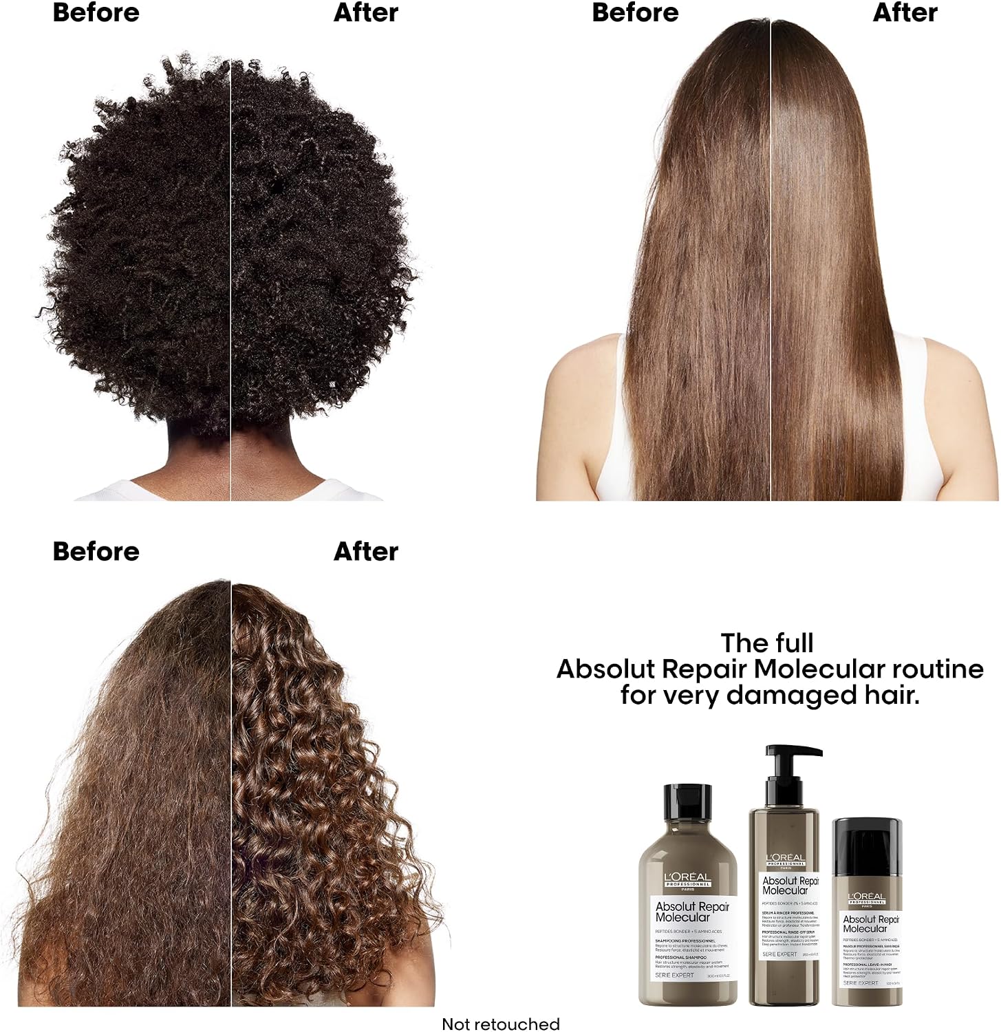 L'Oréal Professionnel Molecular Repair Shampoo | Salon Grade Peptides Bonder | For Extremely Dry Damaged Hair | Amino Acids | Repair Hair Damage & Restore Strength | Strengthening Bonds | Sulfate-Free