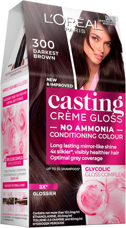 L'Oréal Paris Casting Crème Gloss Semi-Permanent Hair Colour - 300 Darkest Brown (Ammonia Free)