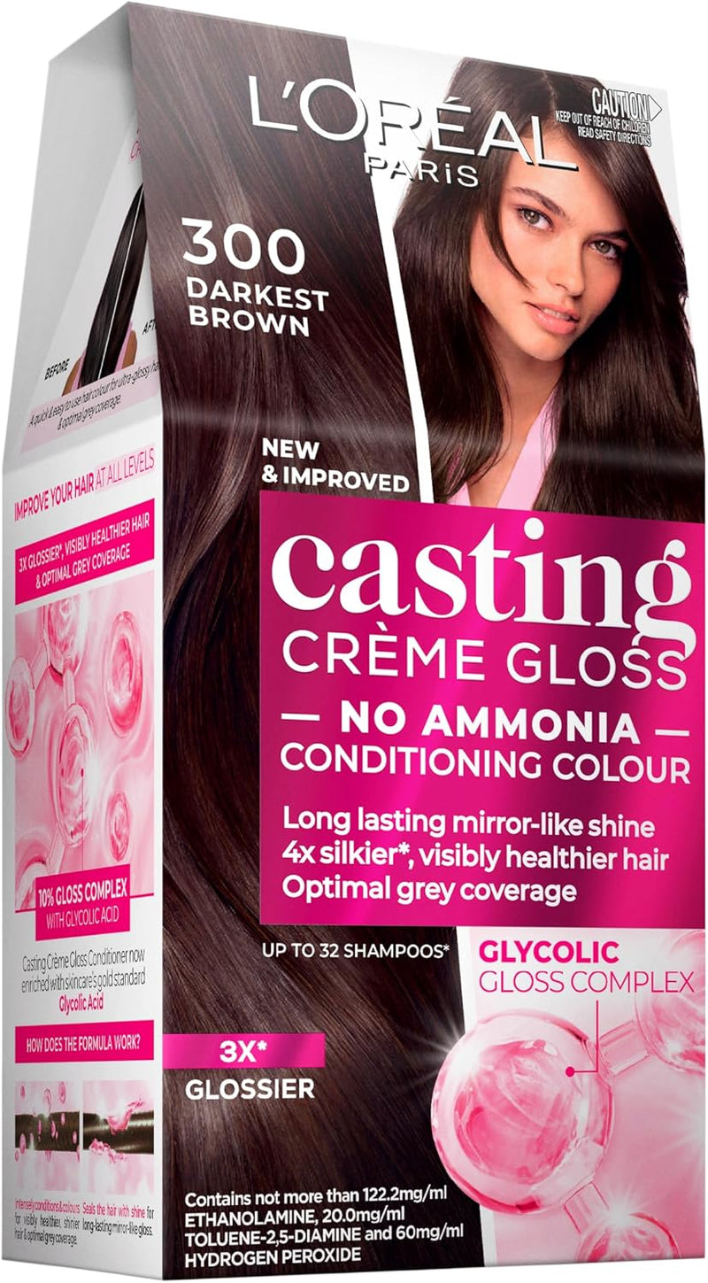L'Oréal Paris Casting Crème Gloss Semi-Permanent Hair Colour - 300 Darkest Brown (Ammonia Free)