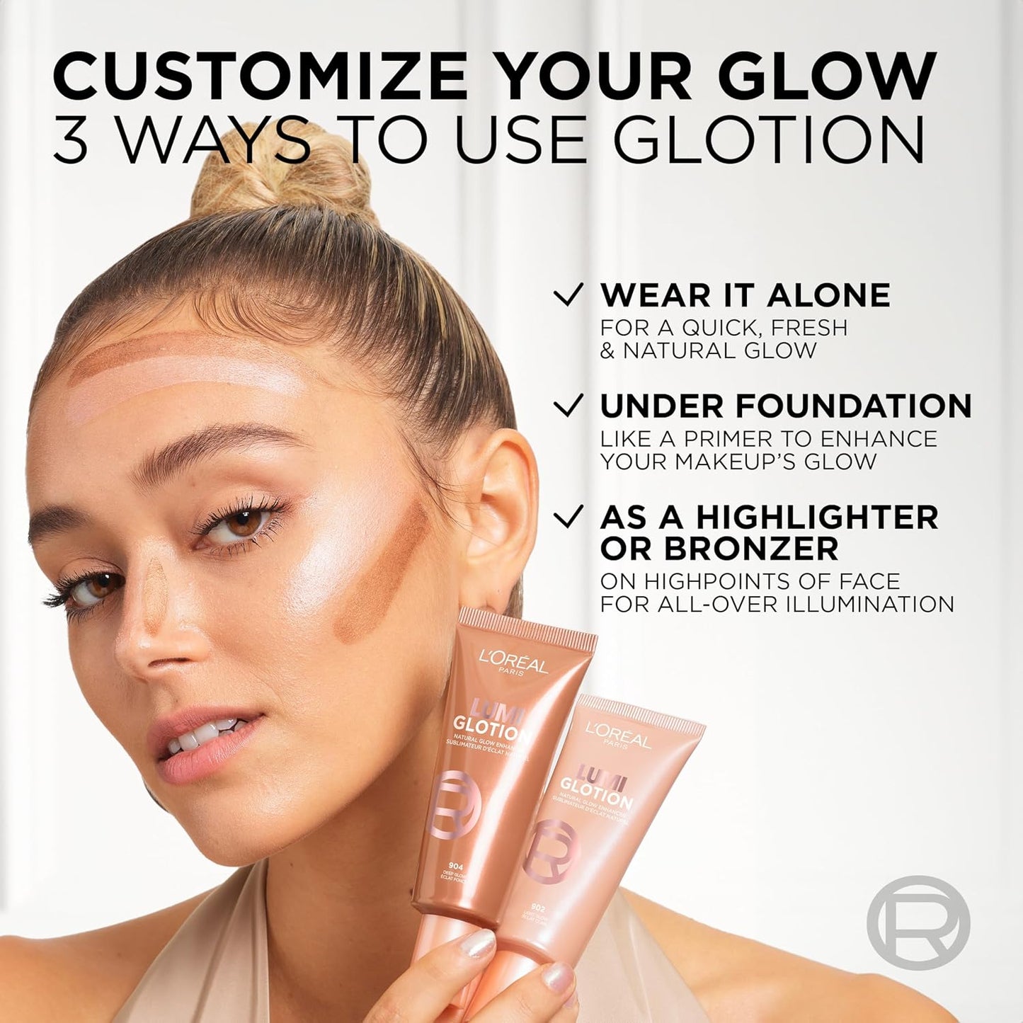 L'Oreal Paris Multi-Use Glow Enhancer Shade 903: Medium Glow, 24h Hydration with Shea Butter and Glycerin, for Face and Body, Paradise Lumi Glotion 40ml