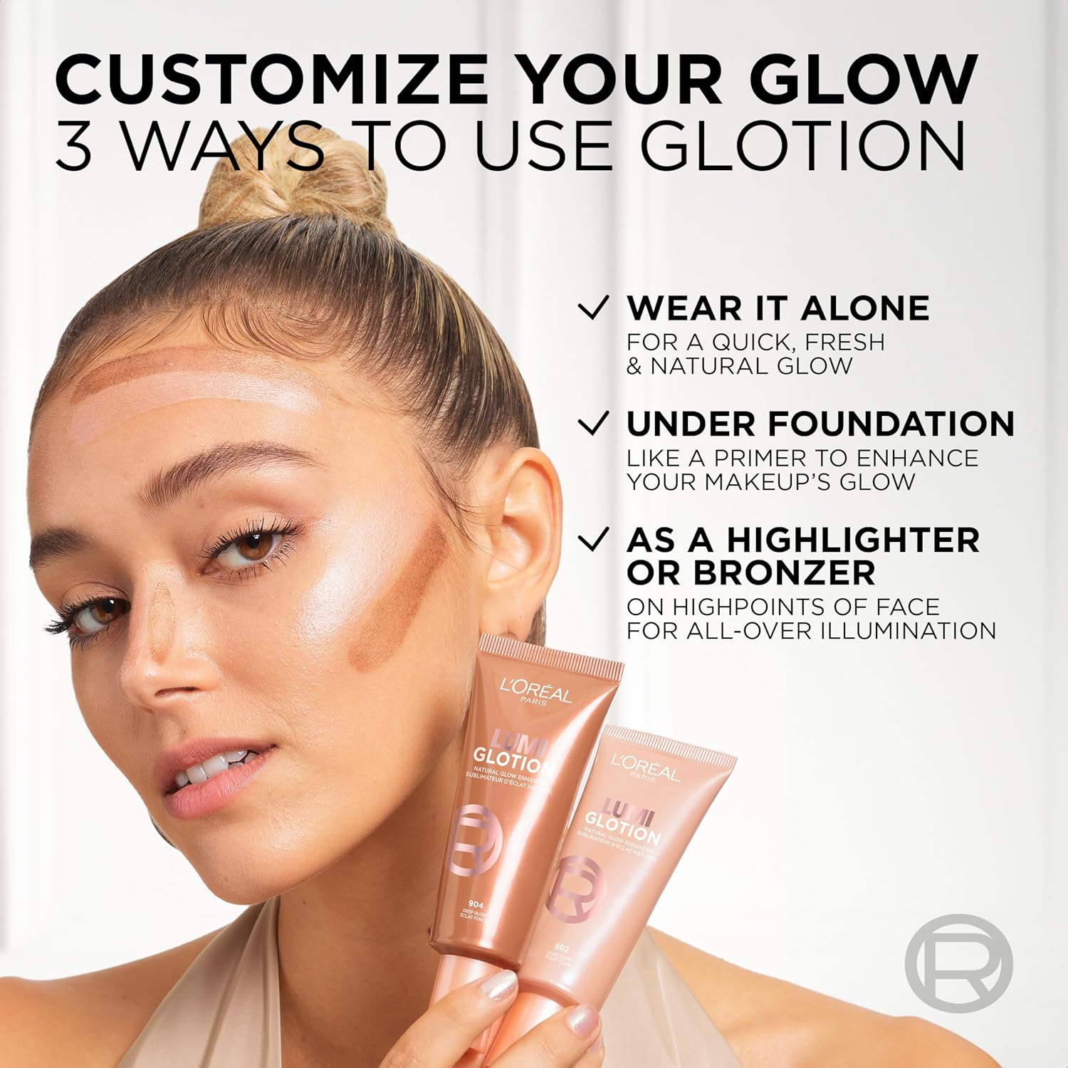 L'Oreal Paris Multi-Use Glow Enhancer Shade 903: Medium Glow, 24h Hydration with Shea Butter and Glycerin, for Face and Body, Paradise Lumi Glotion 40ml