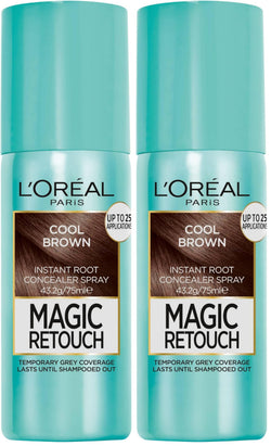 L’Oreal Paris Magic Retouch Instant Root Concealer Spray, Shade: Brown, for Quick Grey Coverage, Easy Application, Natural Finish, Scalp Coverage, Suitable for All Hair Colours, 75ml