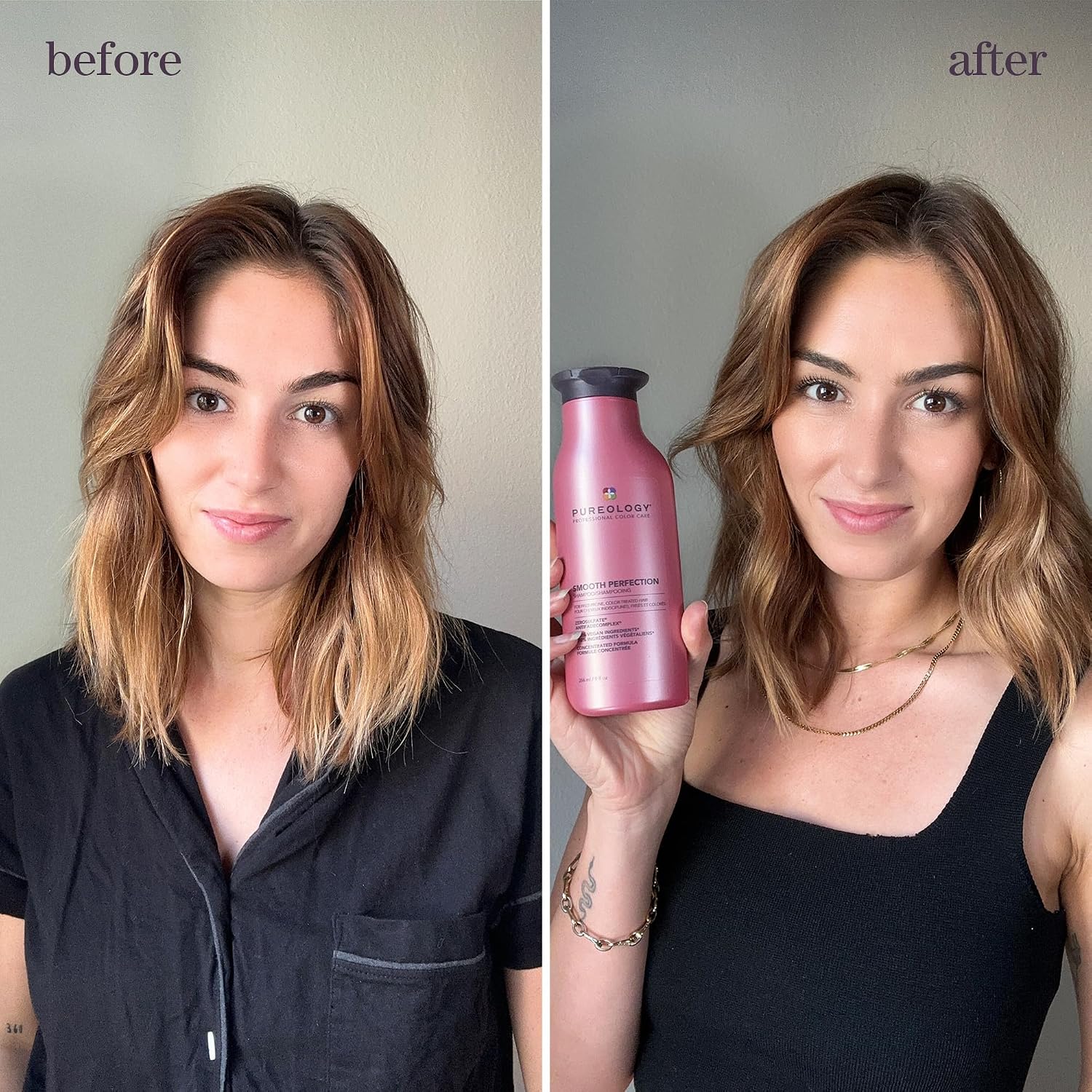 Pureology Smooth Perfection Shampoo - For Frizzy and Color-Treated Hair, Smooths Hair & Controls Frizz, Sulfate-Free & Vegan | 266ml