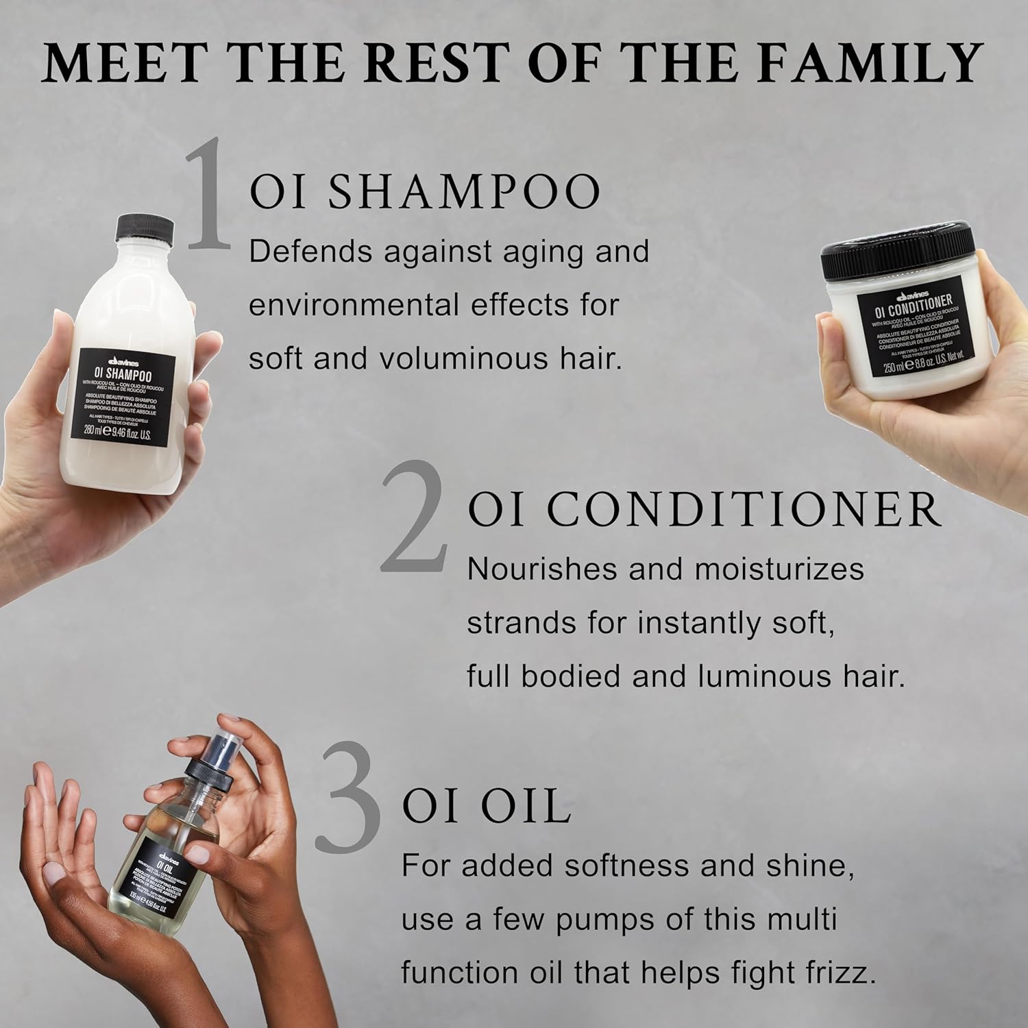 Davines OI Shampoo, 9.46 fl.oz (280 ml), (Pack of 1)