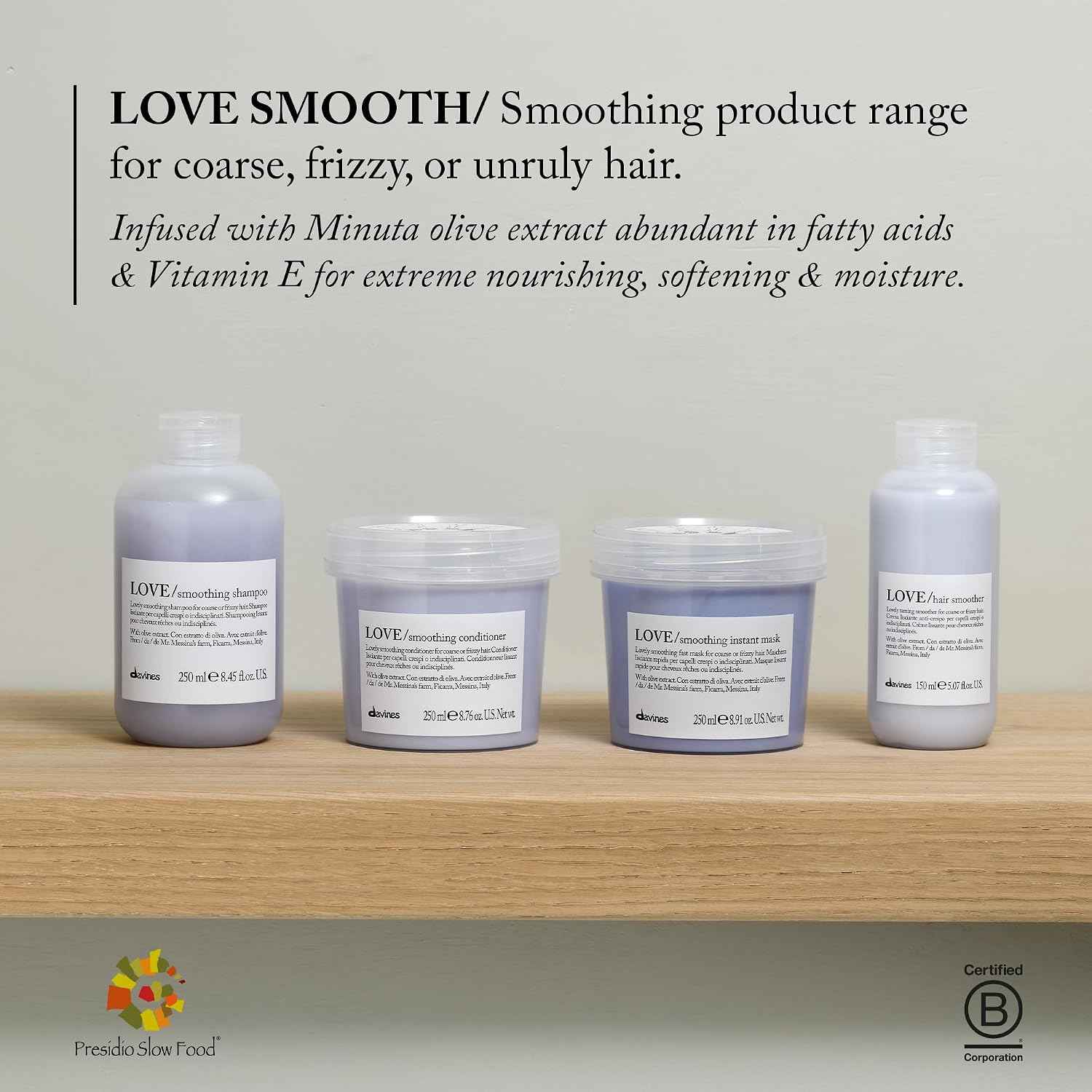 Davines Love smoothing conditioner for coarse or frizzy hair, 250 ml, smoothing conditioner for frizzy hair, New Formula 2022