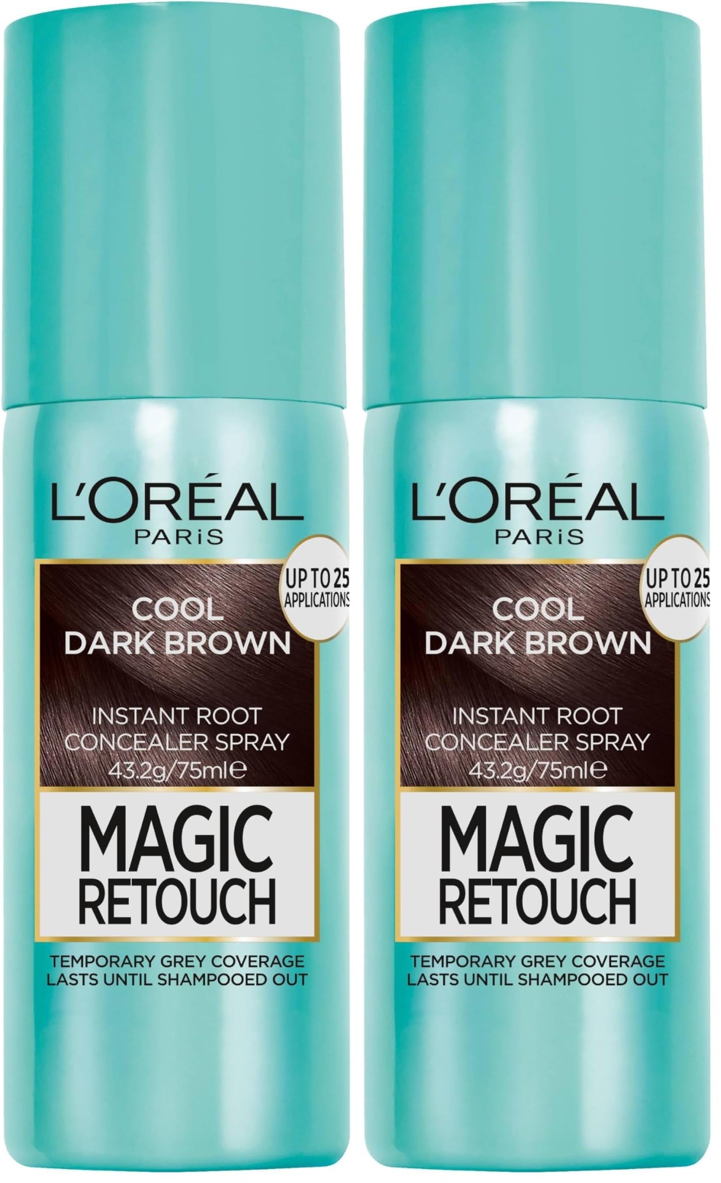 L’Oreal Paris Magic Retouch Instant Root Concealer Spray, Shade: Brown, for Quick Grey Coverage, Easy Application, Natural Finish, Scalp Coverage, Suitable for All Hair Colours, 75ml
