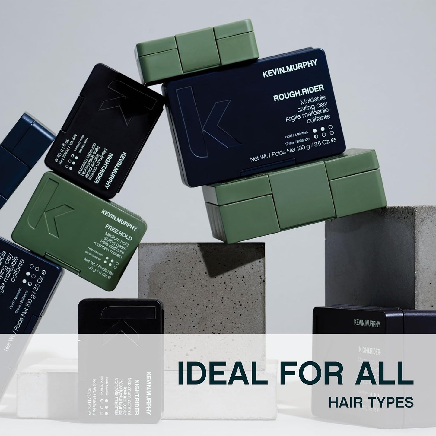 KEVIN.MURPHY ROUGH.RIDER Hair Clay Styling - For All Hair Types/Strong Hold Hair Paste - Sulphate Free Matte Finish Hair Styling with Bamboo & Soybean Extracts - 100 mL