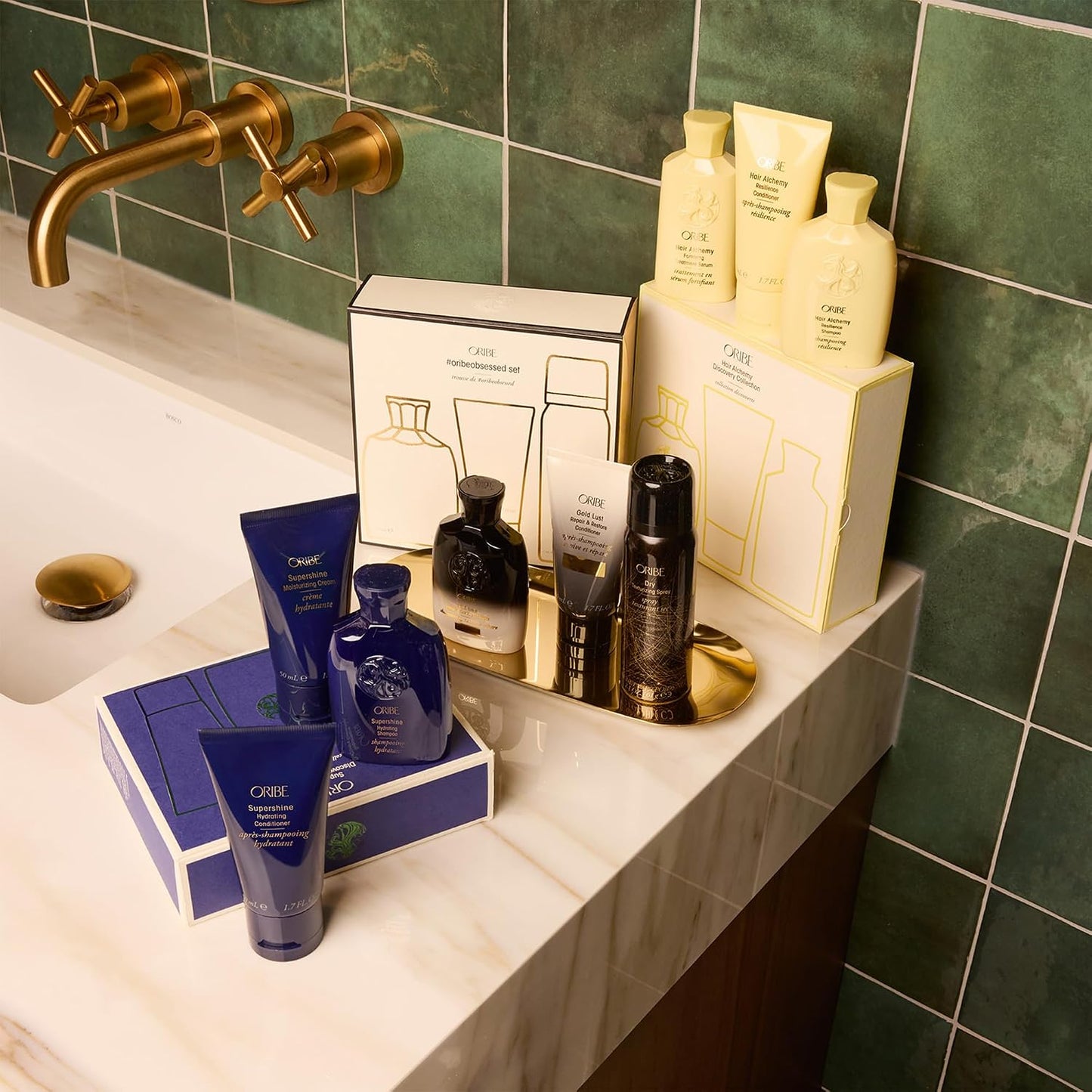 Oribe Supershine Discovery Hair Set - Travel Size Hydrating Shampoo (2.5 fl oz), Conditioner (1.7 fl oz) & Moisturizing Cream (1.7 fl oz) - Softens & Adds Shine - Smooths Frizz & Flyaways
