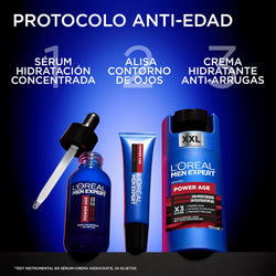 L'Oreal Paris Men Expert Power Age Revitalising 24 Hour Moisturiser XXL 100ml, with Hyaluronic Acid, X3 Actions: Firmer Skin, Intense Hydration, Fresher Skin