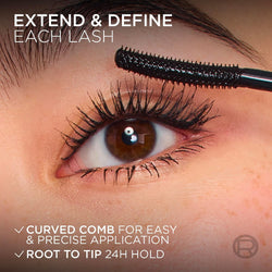 L'Oréal Paris Telescopic Extensionist Mascara, Extends lashes +5mm closer to brows*, Lash extension-like length, Clump-free formula, Washable, Black