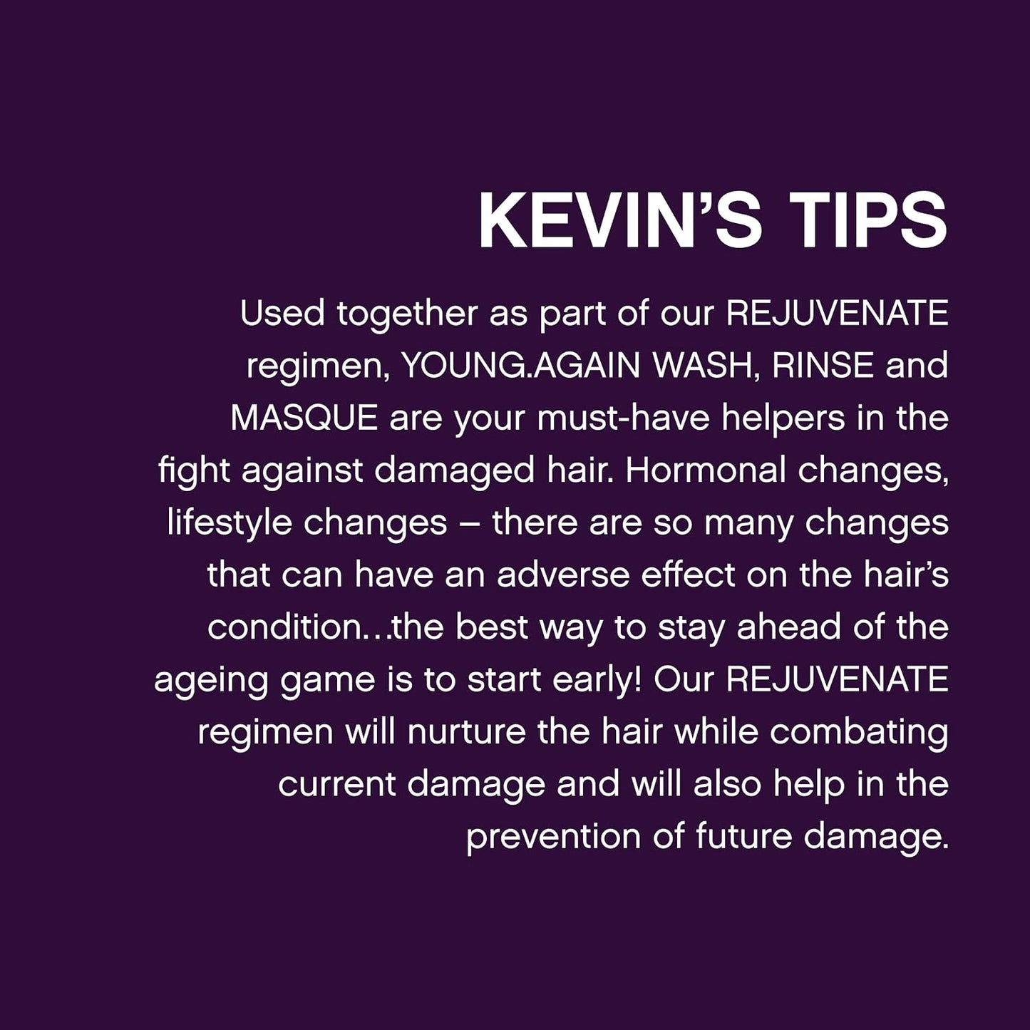 KEVIN.MURPHY YOUNG.AGAIN.RINSE Moisturising Hair Conditioner - For Ageing, Dry, Damaged Hair - Sulphate-Free, Anti Frizz Conditioner with Amino Acids, Baobab & Immortelle Oil - 250 mL