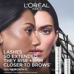 L'Oréal Paris Telescopic Extensionist Mascara, Extends lashes +5mm closer to brows*, Lash extension-like length, Clump-free formula, Washable, Black