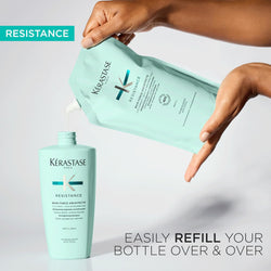 Kérastase Shampoo for Damaged and Damaged Hair, Regenerating and Strengthening Hair Bath, Bain Force Architecte, Resistance, 500 ml