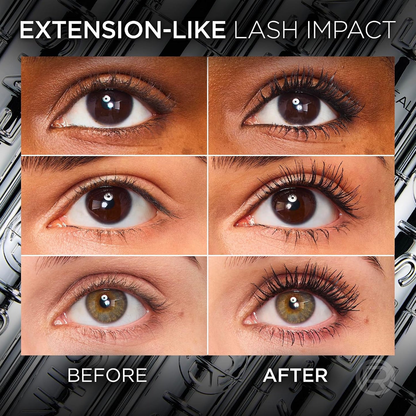 L'Oréal Paris Telescopic Extensionist Mascara, Extends lashes +5mm closer to brows*, Lash extension-like length, Clump-free formula, Washable, Black