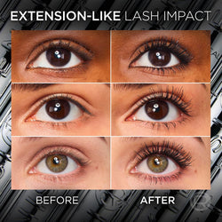 L'Oréal Paris Telescopic Extensionist Mascara, Extends lashes +5mm closer to brows*, Lash extension-like length, Clump-free formula, Washable, Black