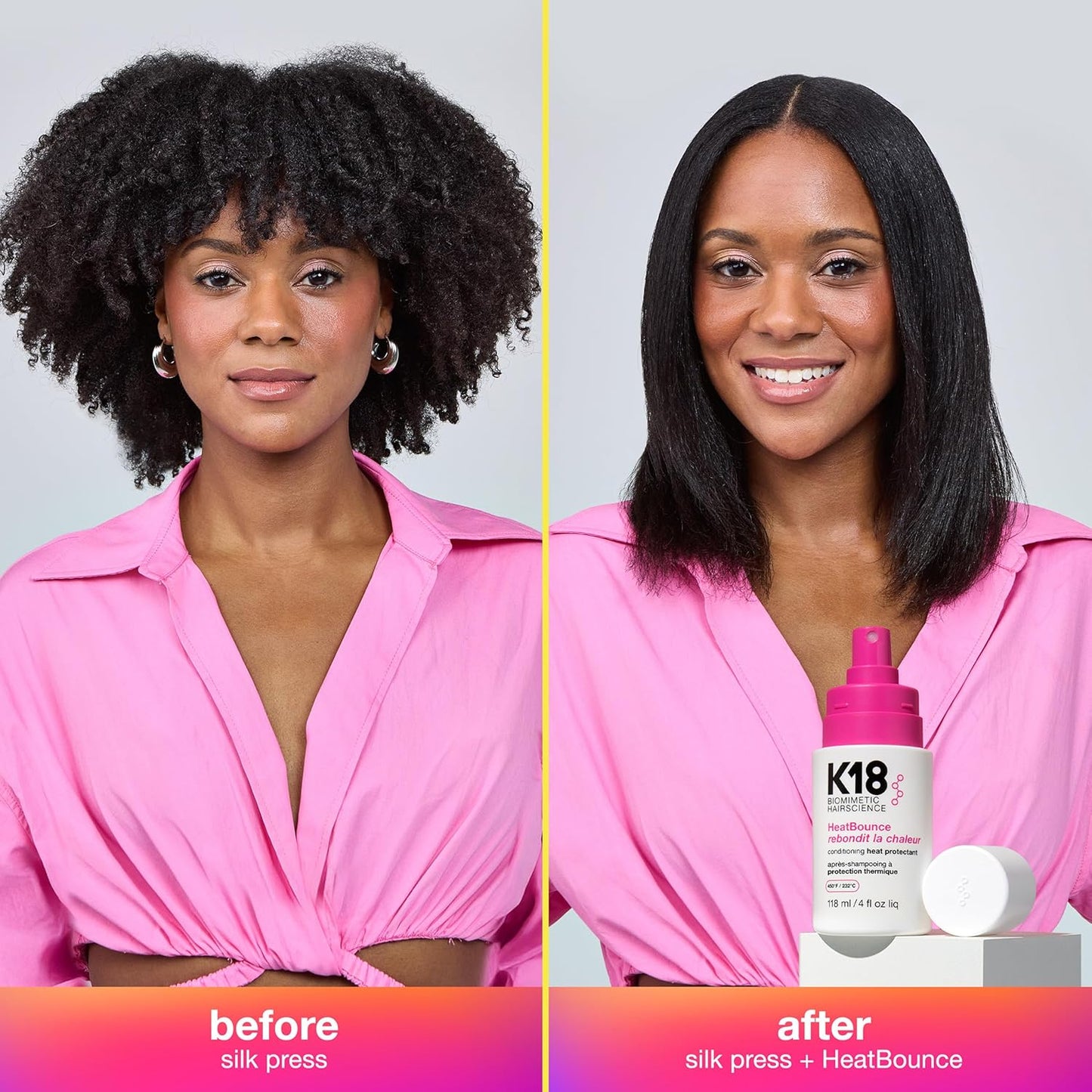 K18 HeatBounce Conditioning Heat Protectant Spray, 120ml - 232°C Protection, Detangles, Smooths with Resilicore Technology - For All Hair Types and Extensions
