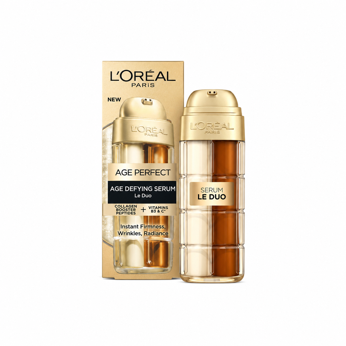 L'Oreal Paris Age Perfect Age Defying Le Duo Serum 30ml, with Collagen Booster Peptides, Vitamins B3 & Cg, for Instant Firmness, Visibly Reduced Wrinkles & Radiant Skin