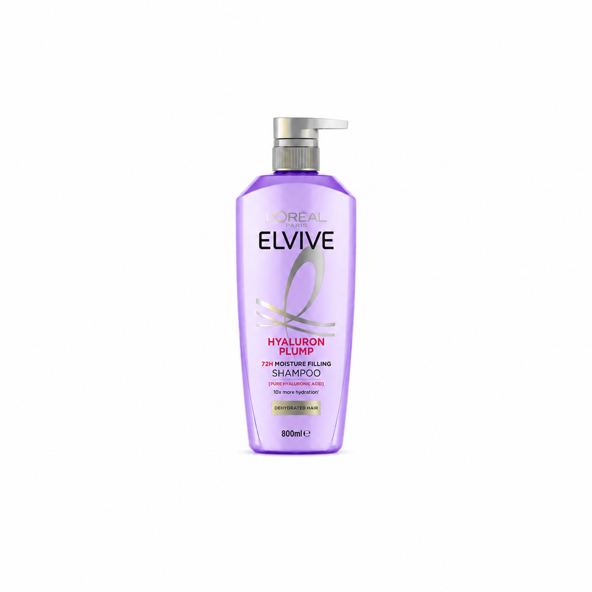 L’Oréal Paris Elvive Hyaluron Plump 72H Moisture Filling Hair Shampoo, for Dehydrated, Dry Hair, with Hyaluronic Acid, Deep Hydration, 800ml