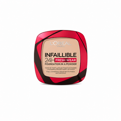 L'Oréal Paris Powder Foundation, Full Coverage, Mattifying, Heat and Humidity proof, Sweat-proof, Infallible, True Beige, 1g