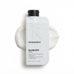 KEVIN.MURPHY BLOW.DRY WASH Nourishing Shampoo - For Dry, Damaged & Coloured Hair - Sulphate-Free Heat Protection Shampoo with Hydrolyzed Pea Protein & Wood Bark Complex - 250mL
