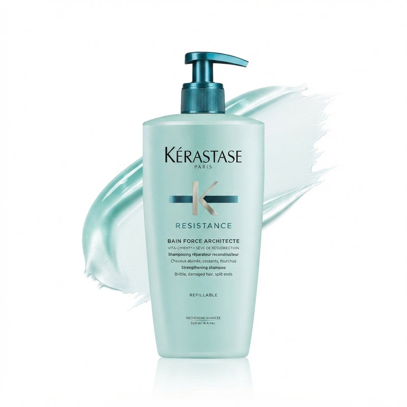 Kérastase Shampoo for Damaged and Damaged Hair, Regenerating and Strengthening Hair Bath, Bain Force Architecte, Resistance, 500 ml