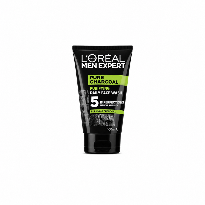 L'Oréal Paris Face Wash For Men, Cleanses and Purifies, For Oily Skin and Breakouts, With Oak Charcoal, Men Expert Pure Power Charcoal, 100ml